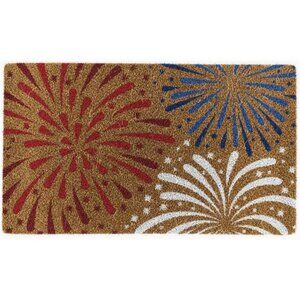 Summer Doormat - Fireworks - Natural Coir Fiber Doormat - 17" x 29" 4th of July